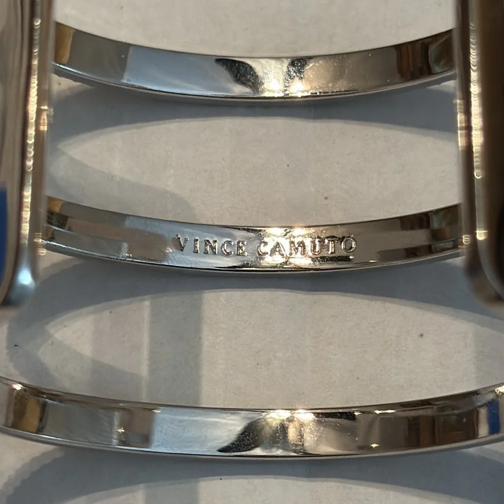 Vince Camuto Silver 3-Row Pave Cuff Bracelet One Size